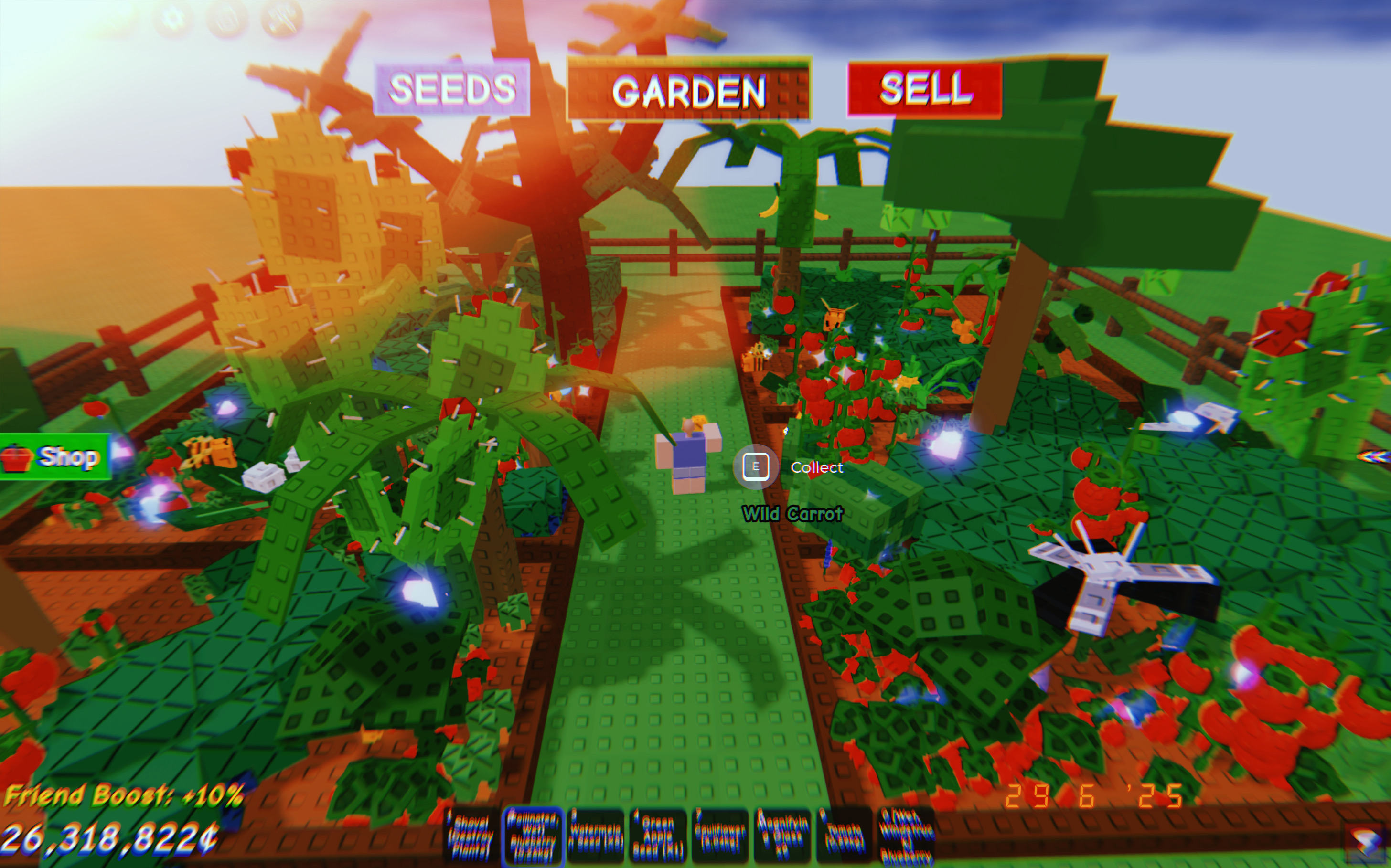 screenshot of grow a garden game on roblox
