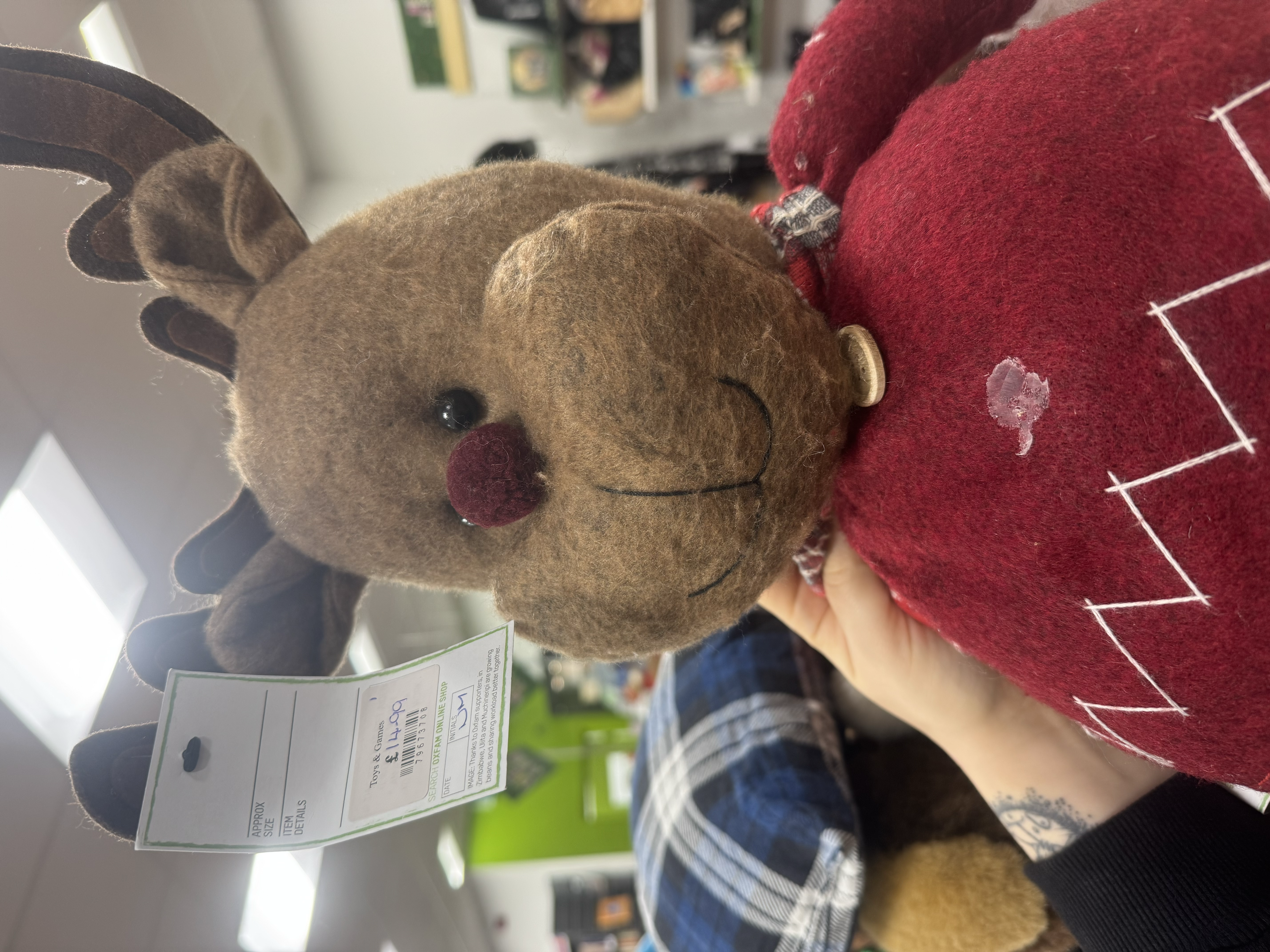 Janky Reindeer with Missing Button
