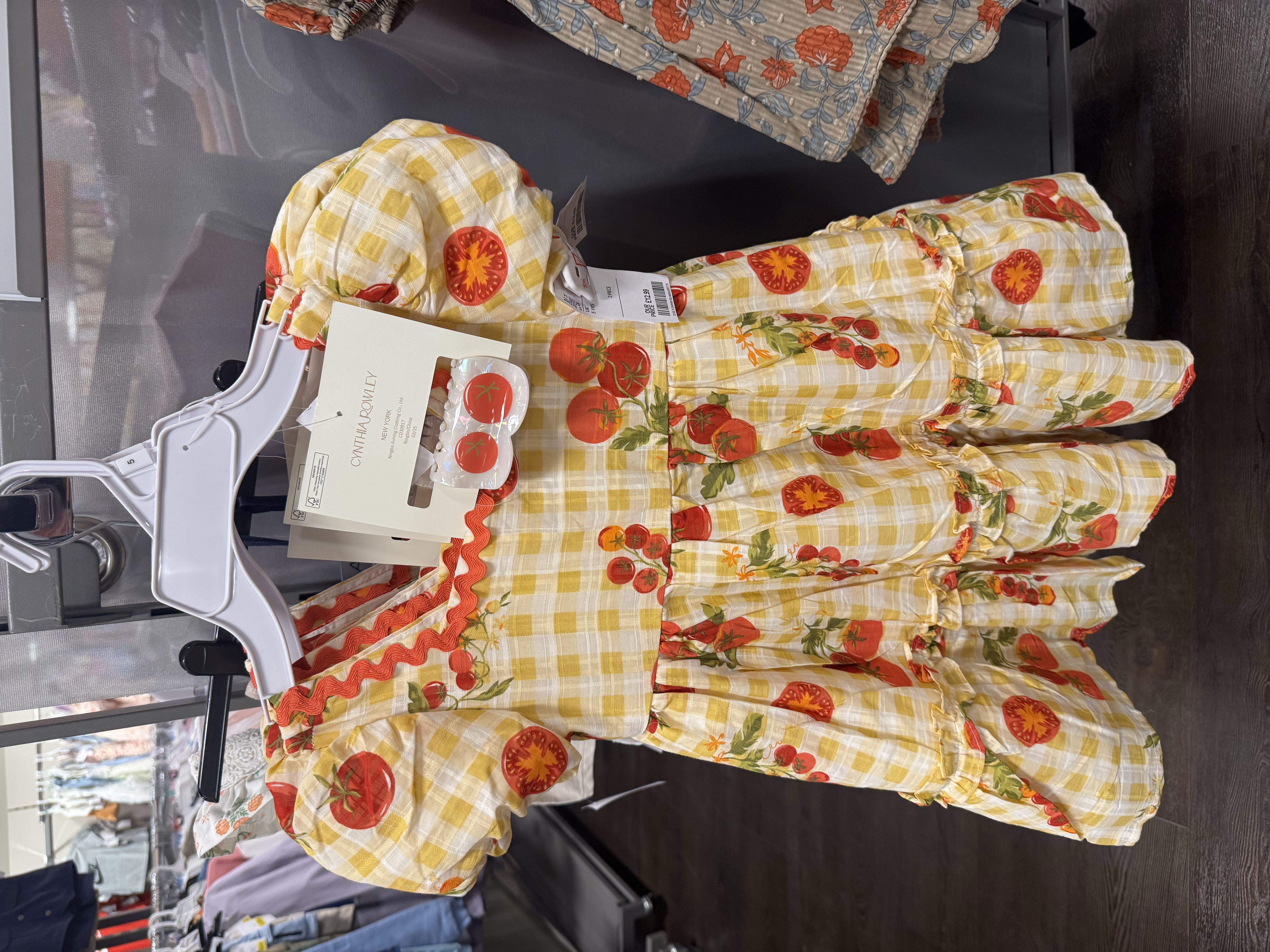 Girls tiered tomato print dress