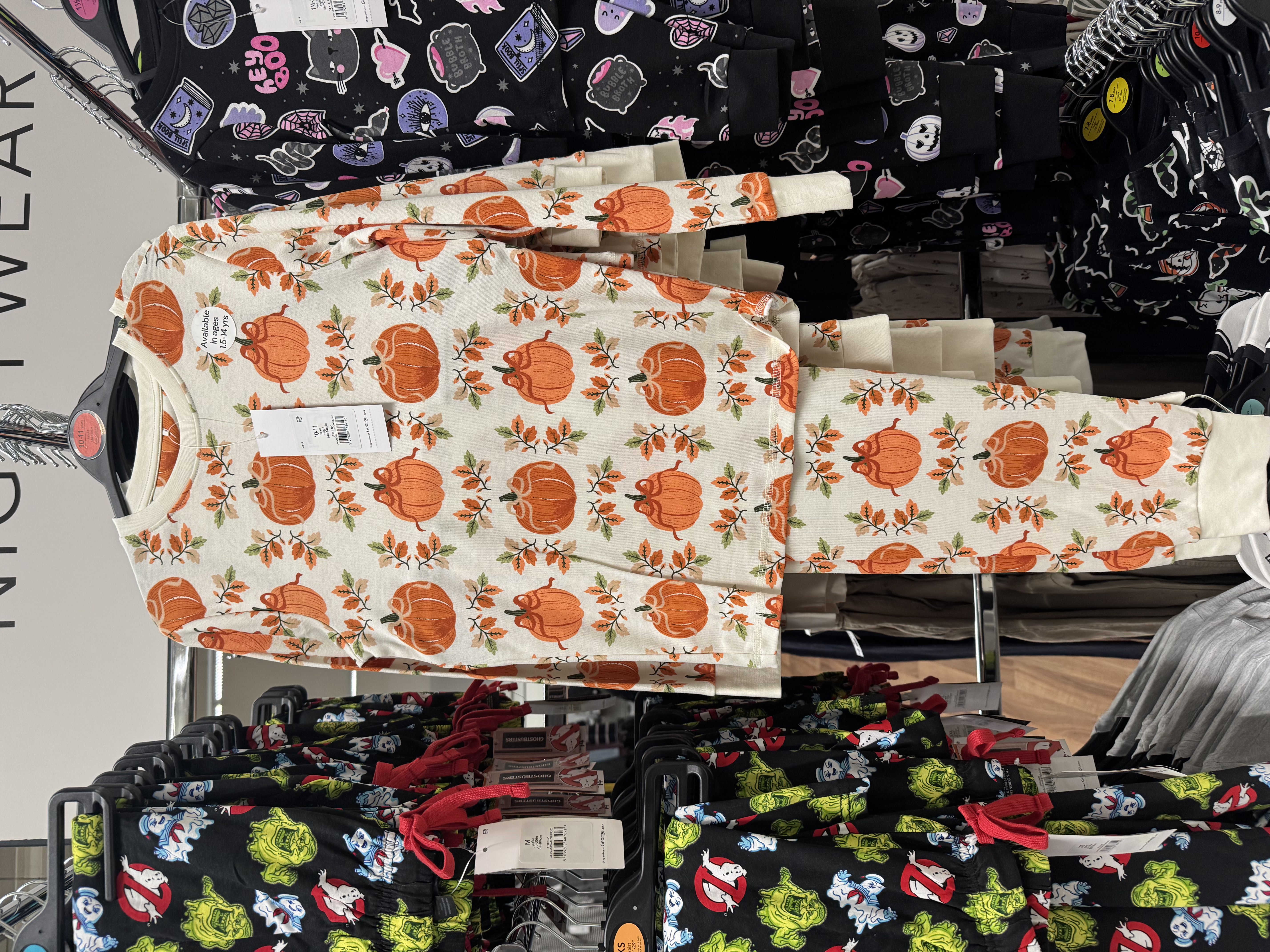 kids pjs with pumpkin print